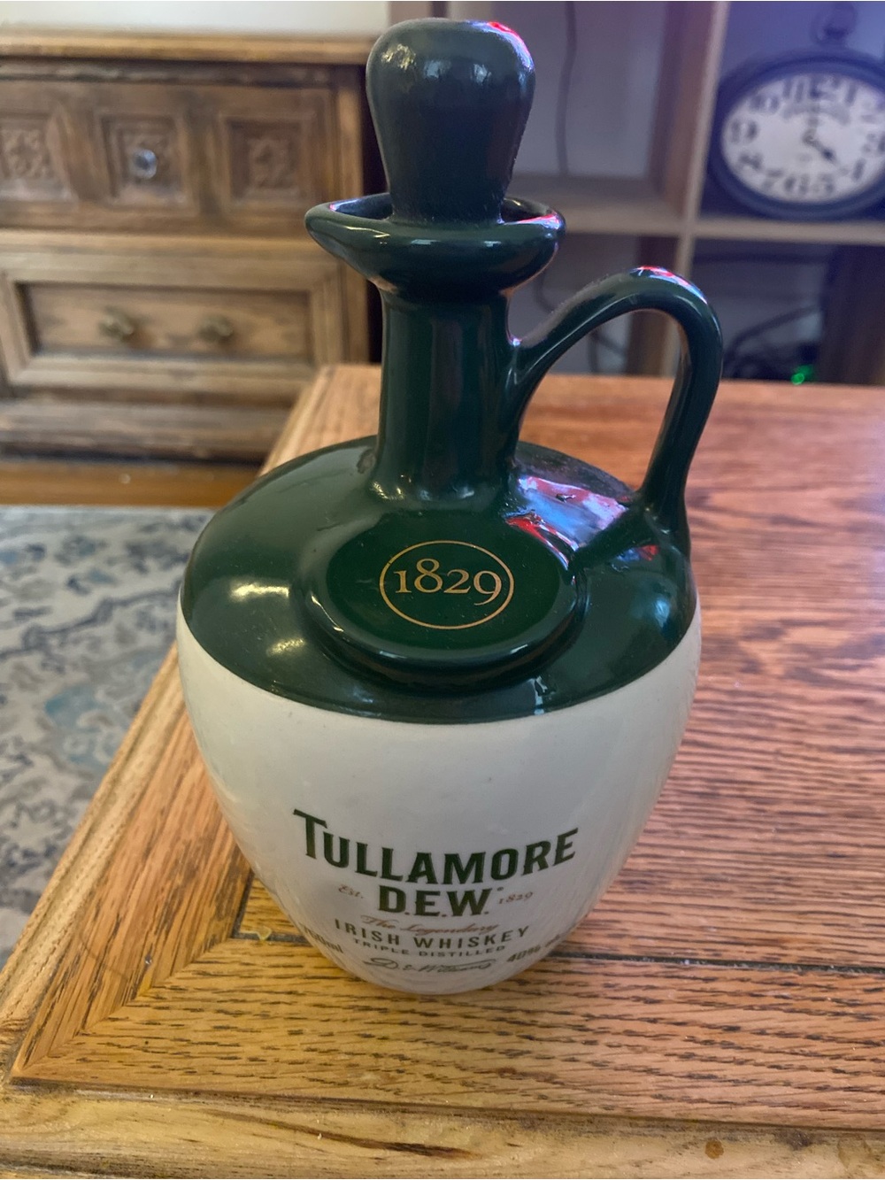 Tullamore Dew Green & Cream Ceramic Decanter